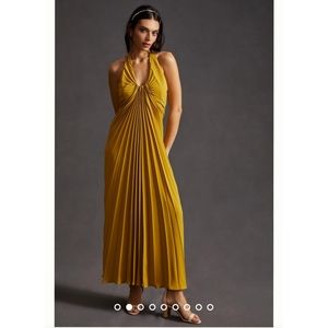 Anthropologie Pleated Halter Midi Dress